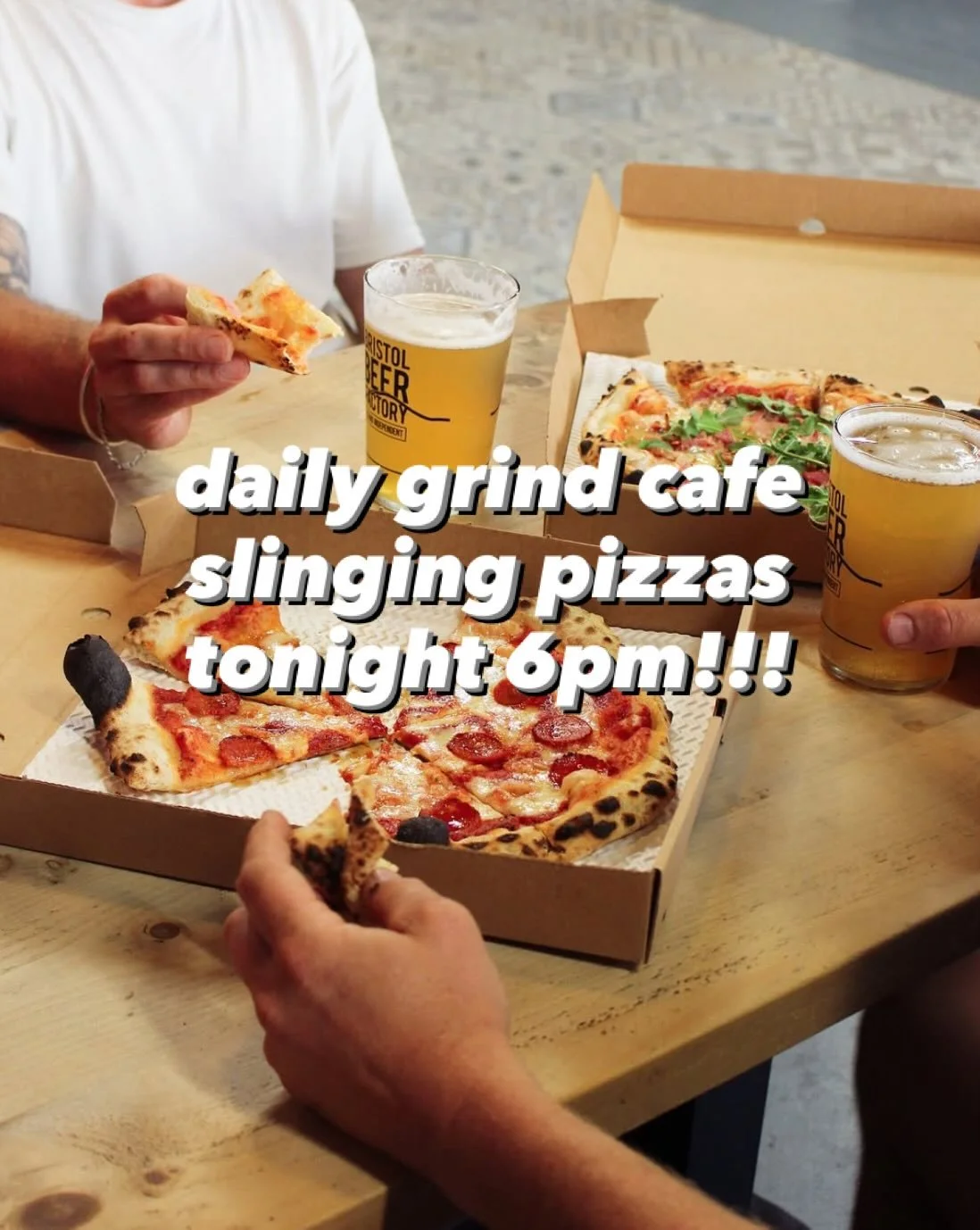 @dailygrindcafebar will be serving up scrumptious sourdough pizzas tonight from 6pm!!
Skate, Slice n Pints! Come get it till it&rsquo;s gone!!!