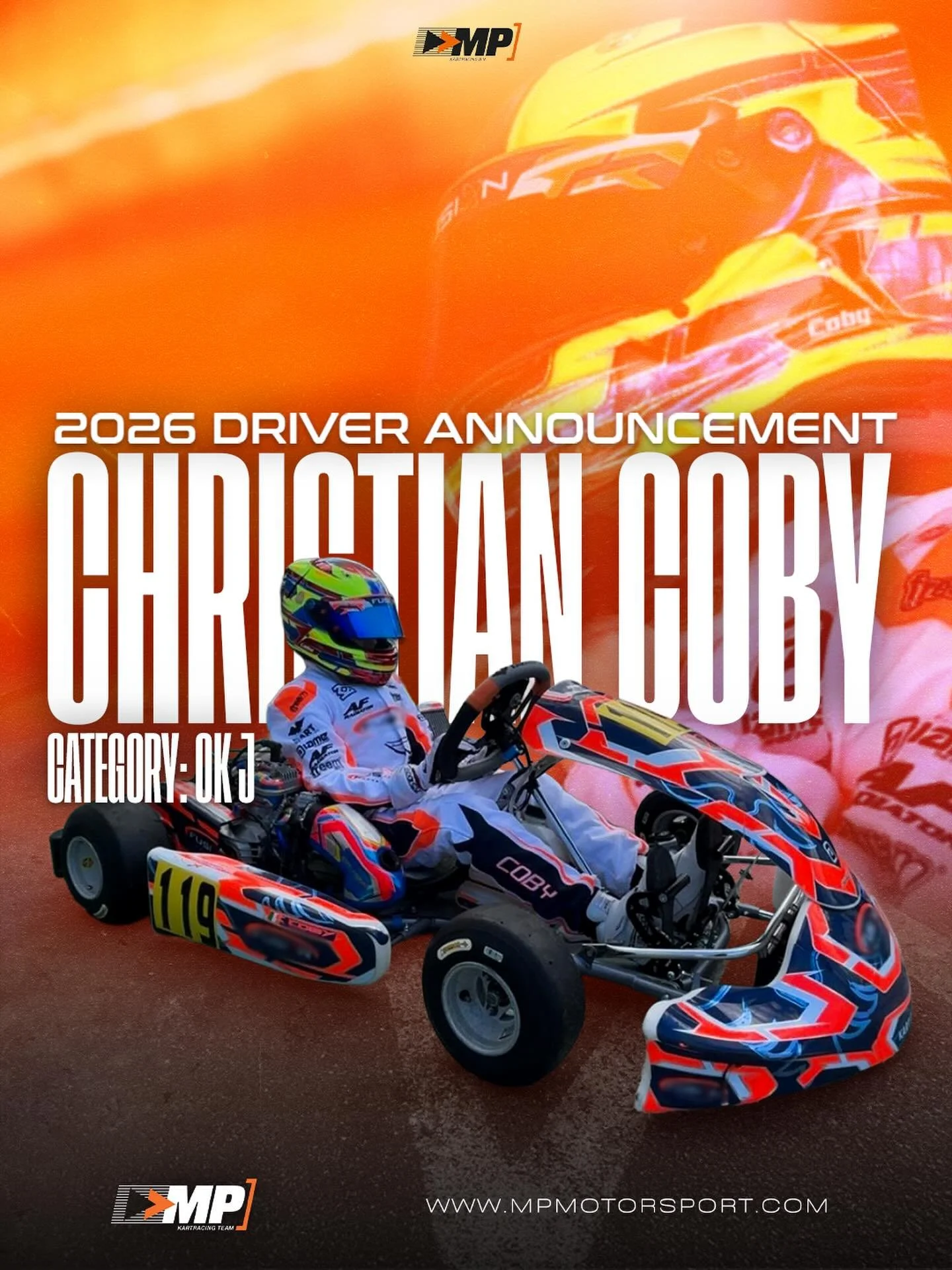 👉MP Kart Team 2026 | Driver Confirmation 🍊

We&rsquo;re pleased to confirm Christian Coby as part of the MP Kart Team lineup for the 2026 season, competing in the OKJ category 🧡

After achieving strong results in the Mini category, Christian now t