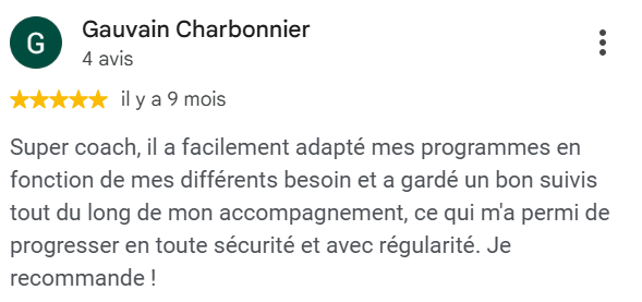 Avis client DL Fitness sur l'adaptation des programmes et le suivi personnalisé.