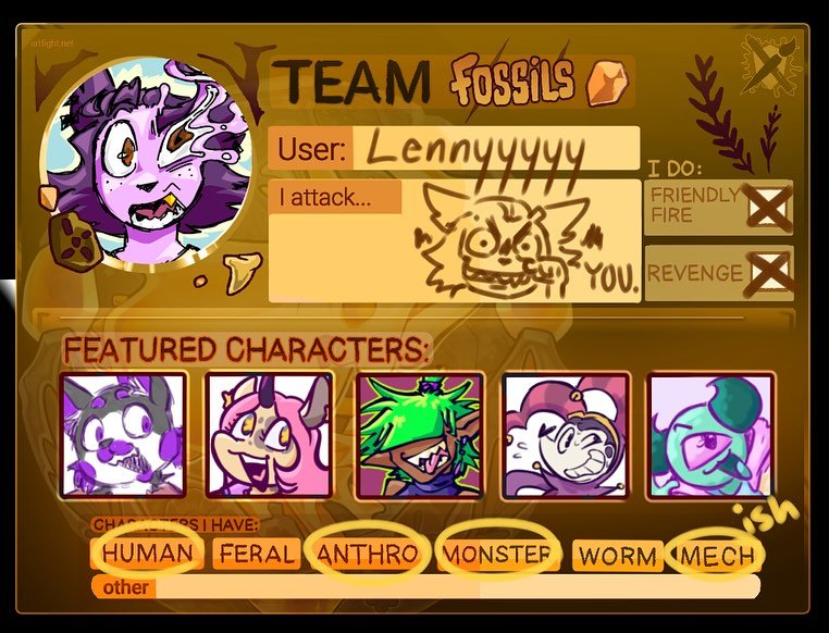 WAHOO YIPPEE ARTFIGHT!!!

#artfight #artfight2025teamfossils #artfight2025