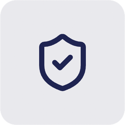 Shield icon with a checkmark in the center, representing security or protection.