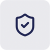 Shield icon with a checkmark in the center, representing security or protection.