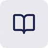 Icon of an open book with a dark outline on a light background.