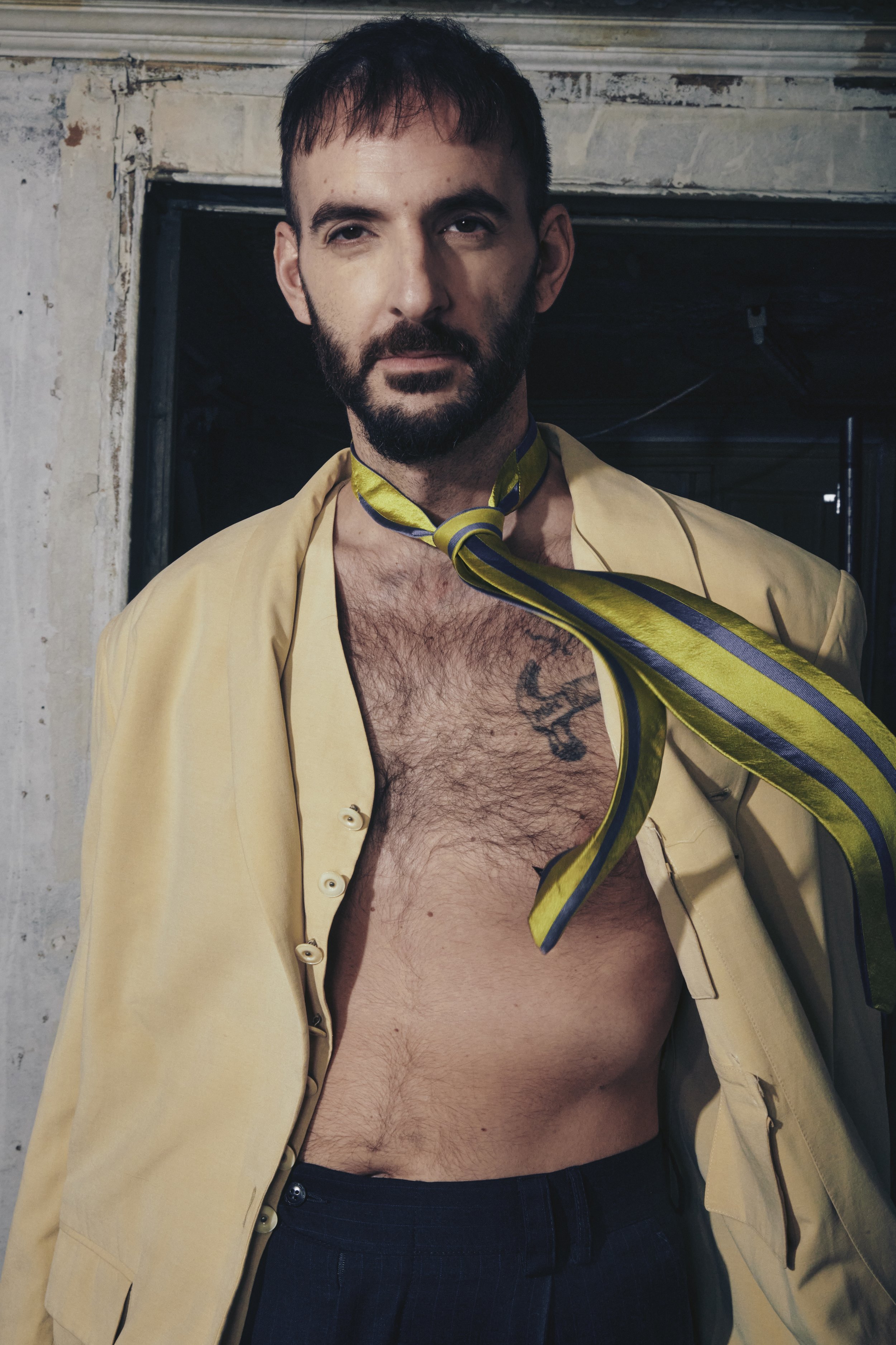 Jean Paul Gaultier mens 1992 fw 92 runway piece beige formal coat with vest rare 90s collector museum piece iconic fashion show.jpeg