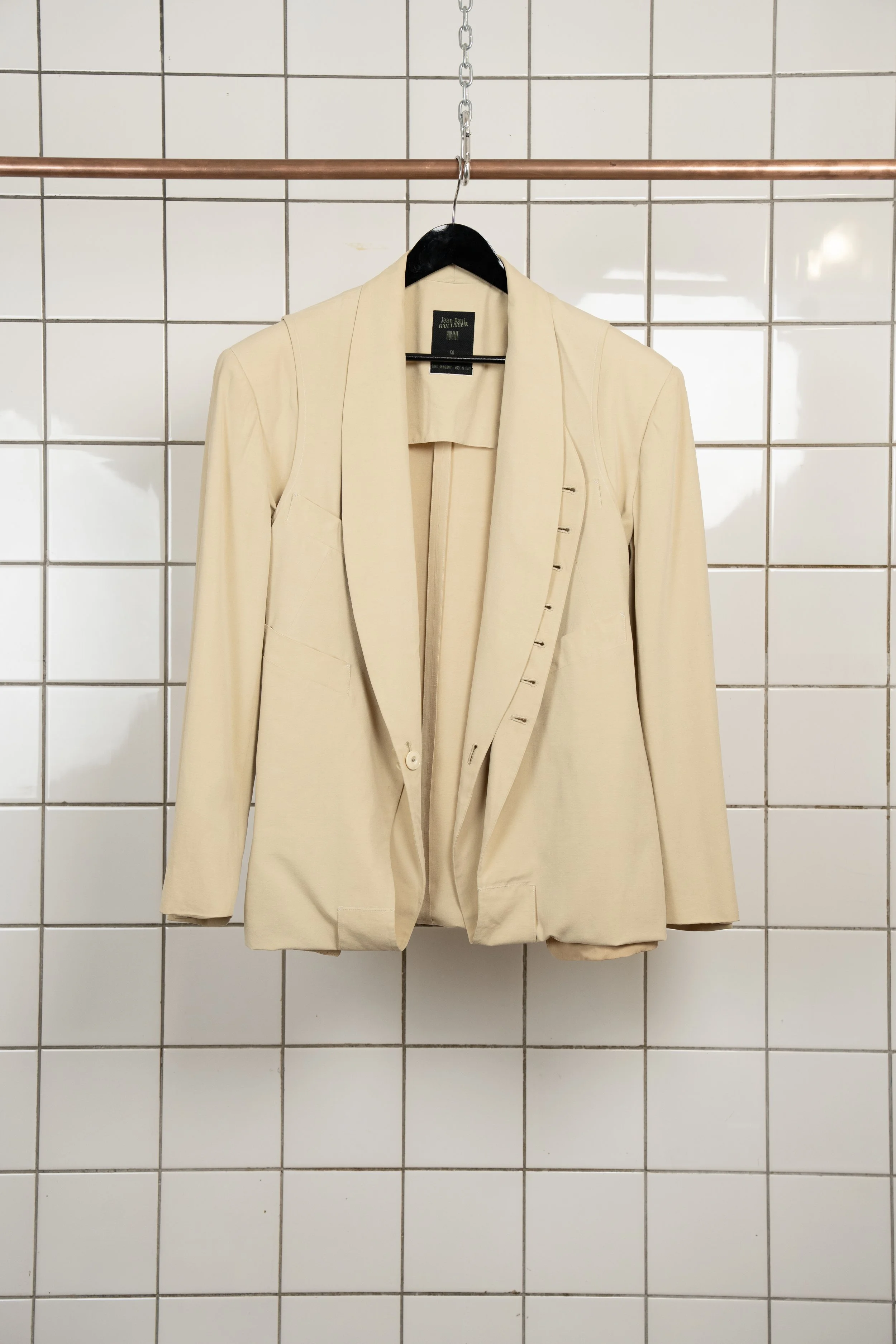 Jean Paul Gaultier mens 1992 fw 92 runway piece beige formal coat with vest rare 90s collector museum piece_2.jpg