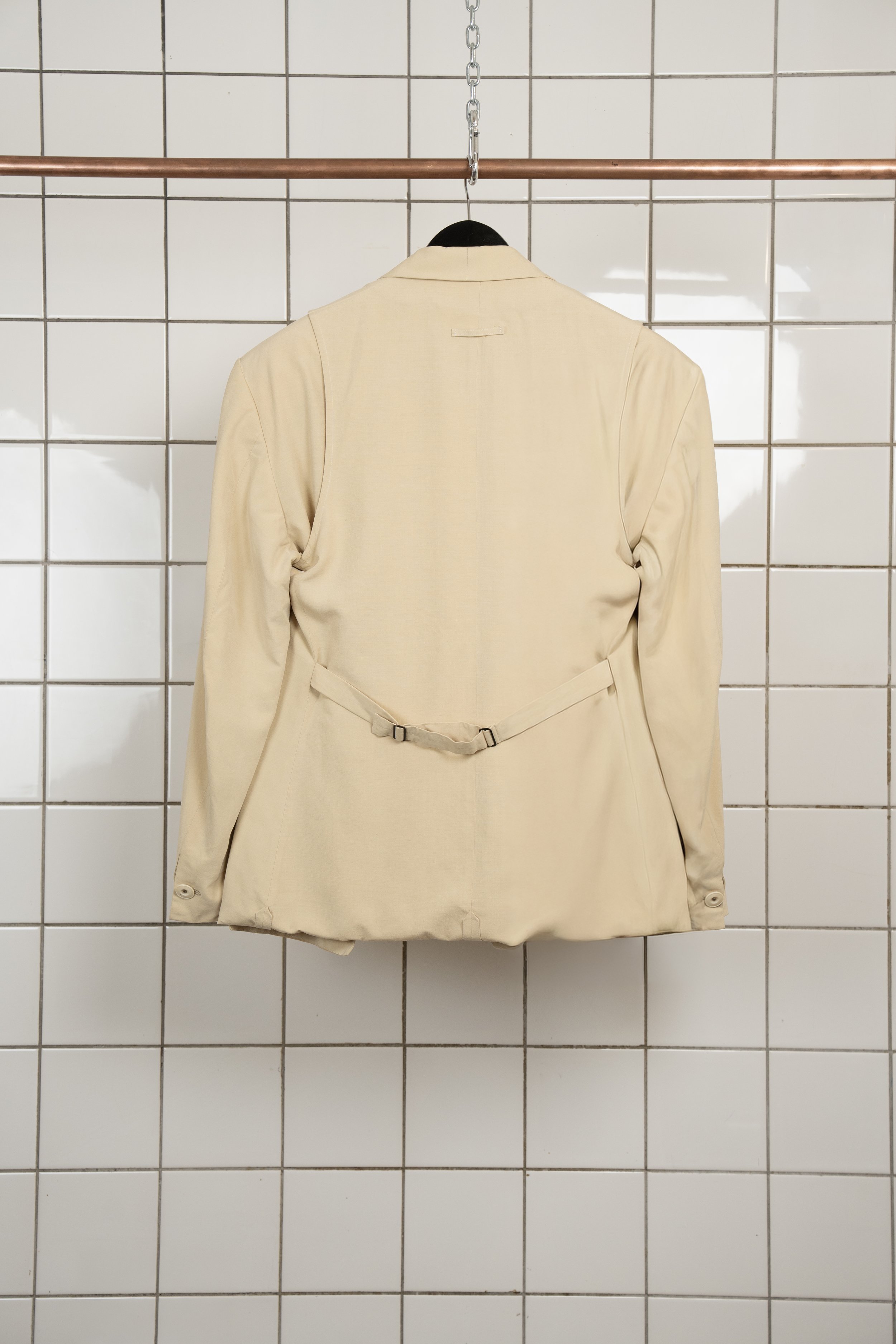 Jean Paul Gaultier 1992 fw 92 runway piece beige formal coat with vest rare 90s collector museum piece3.jpg