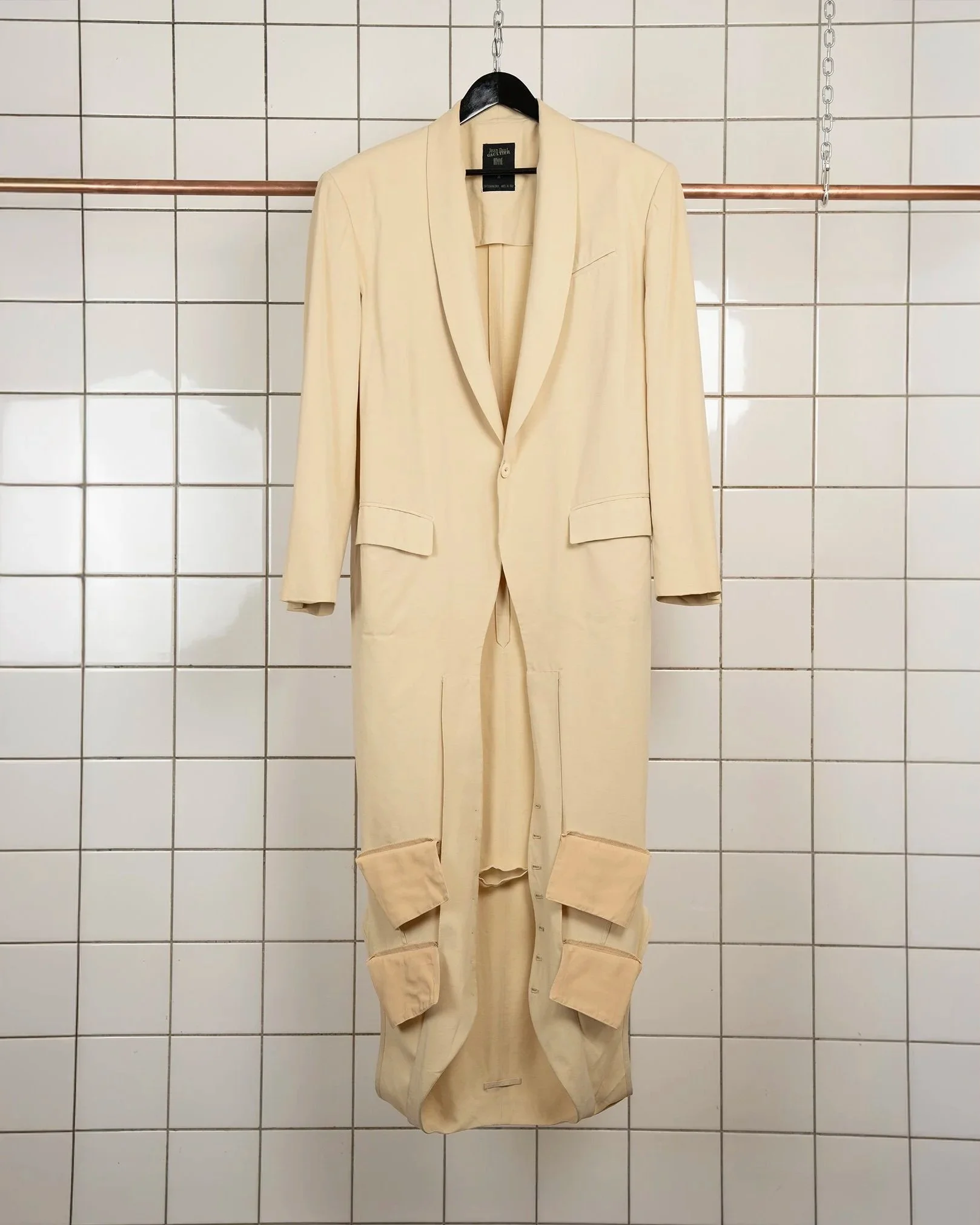 rare Jean Paul Gaultier mens 1992 fw 92 runway piece beige formal coat with vest rare 90s collector museum piece.jpg