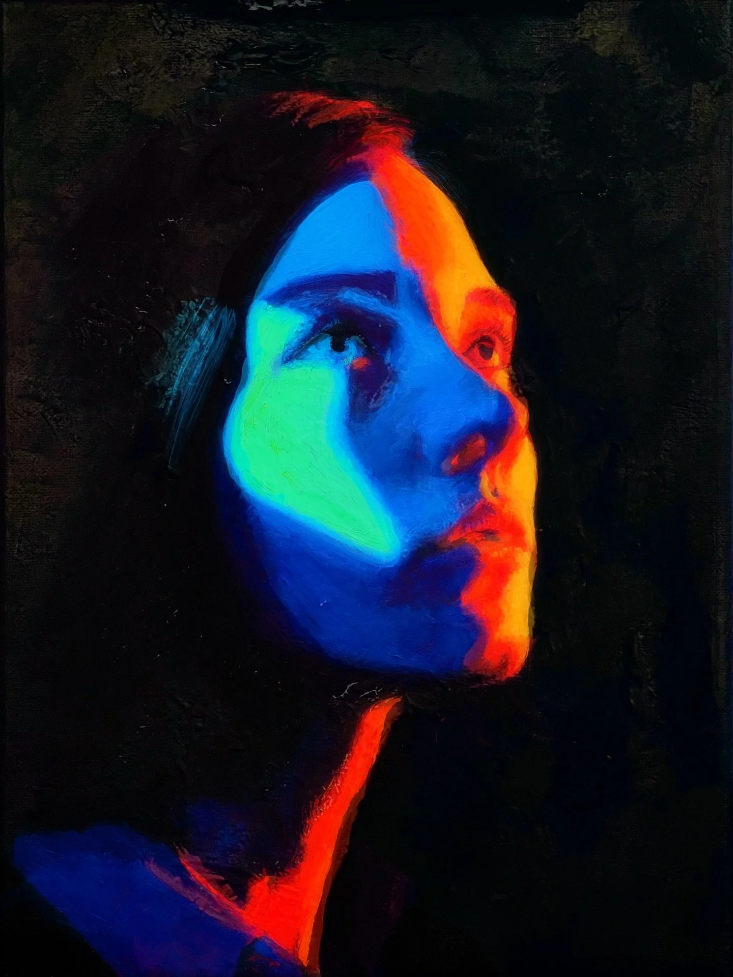 A work in progress for a new series, swipe for a timelapse. #acrylicpainting #postnoir #portraitpainting #timelapsepainting #neonoir