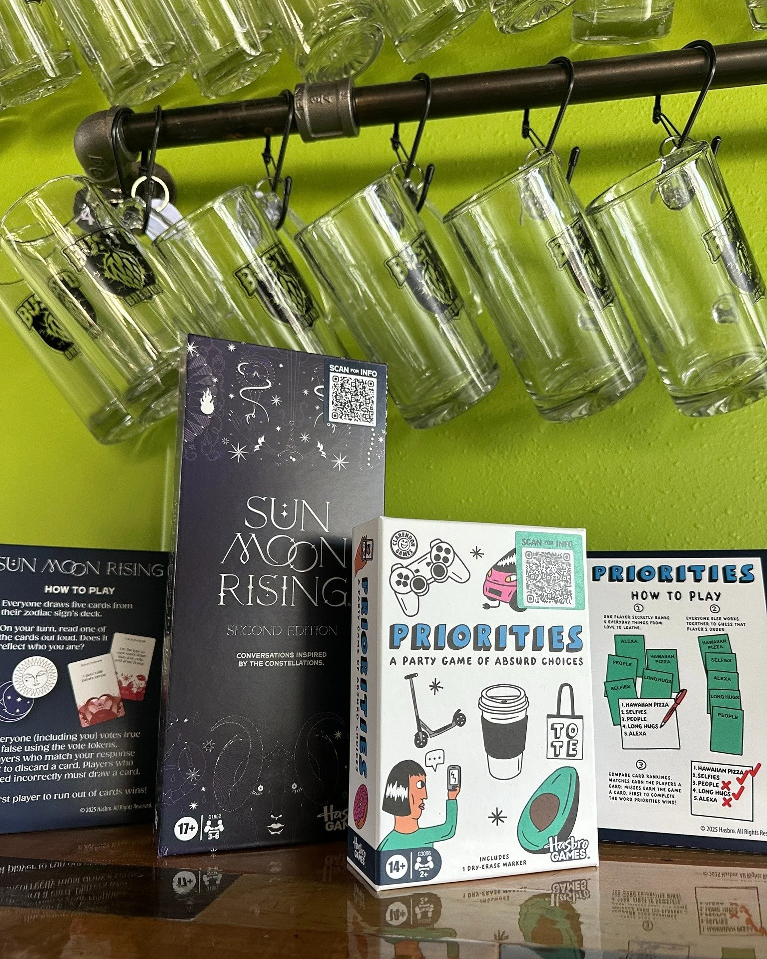 New games just dropped from @hasbrogames  and @jointestflight &mdash; and they're begging to be played.

We've got Sun Moon Rising and Priorities fresh out of the box waiting for you to try them out. Grab a pint, grab some friends, and let us know wh