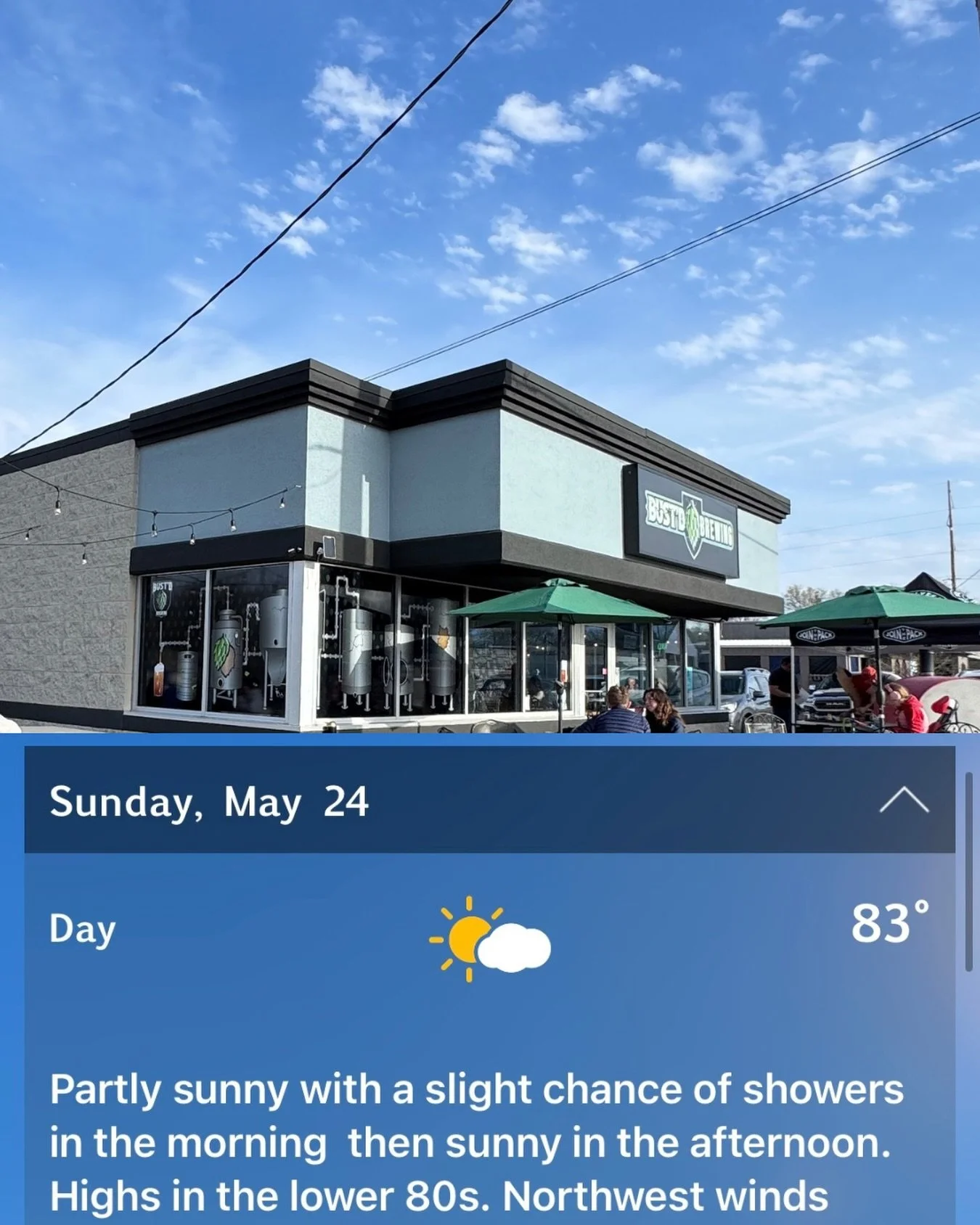 We ordered the perfect weather and it is being delivered right on time. ☀️

Sunday is looking like 80s and sunny for Bust&rsquo;d Beer Bash and honestly it just feels right. Cold beer, live music, great food, and a gorgeous afternoon in Peoria Height