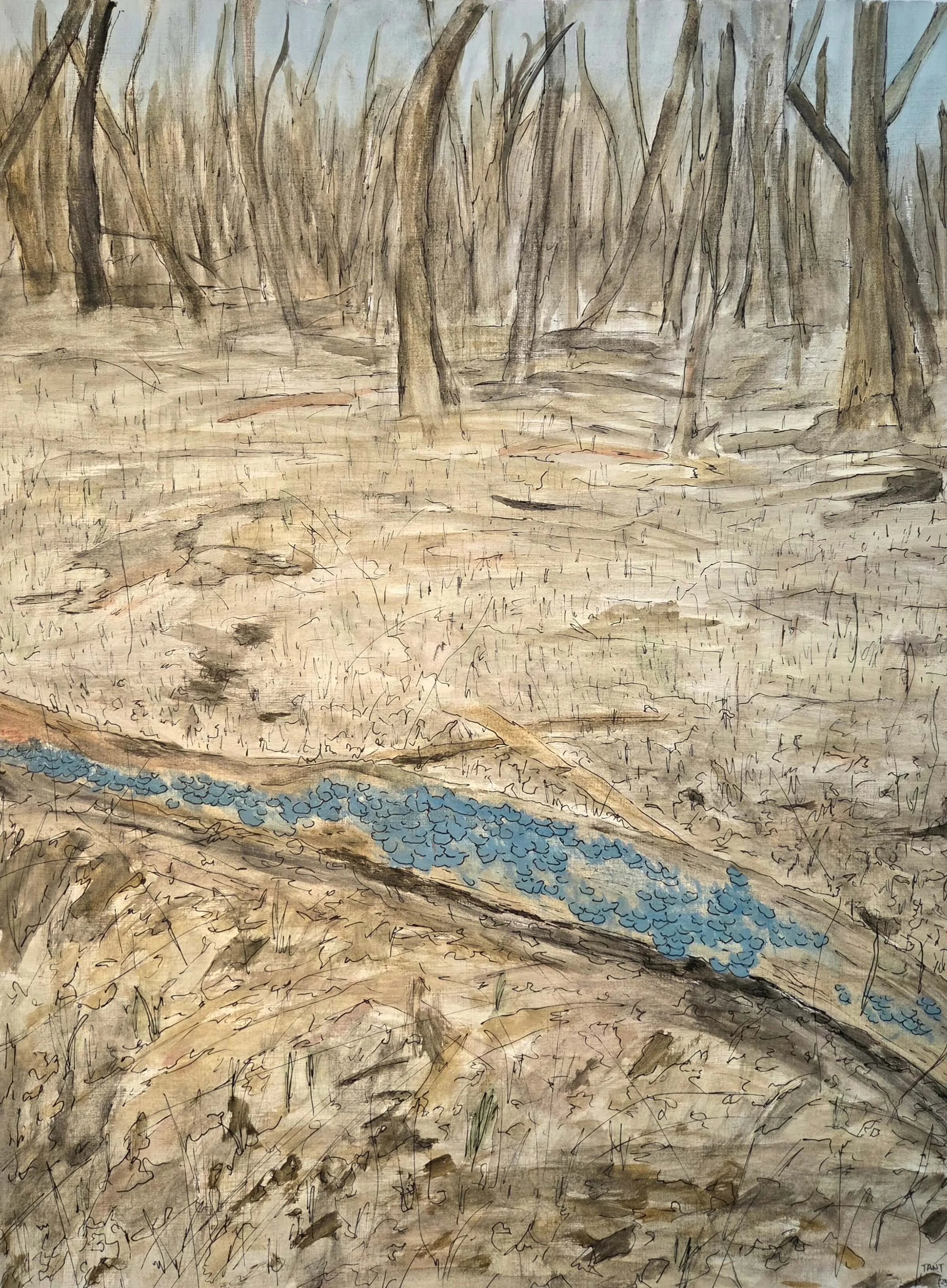 "Sycamore Trail (Turkey Tail)", 2023, watercolour and ink on paper, 24"x18"