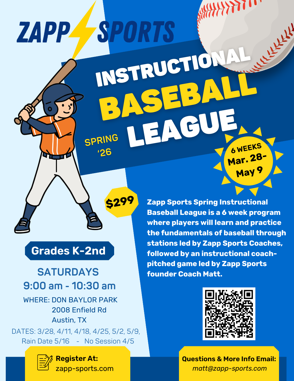 Instructional Spring Baseball League