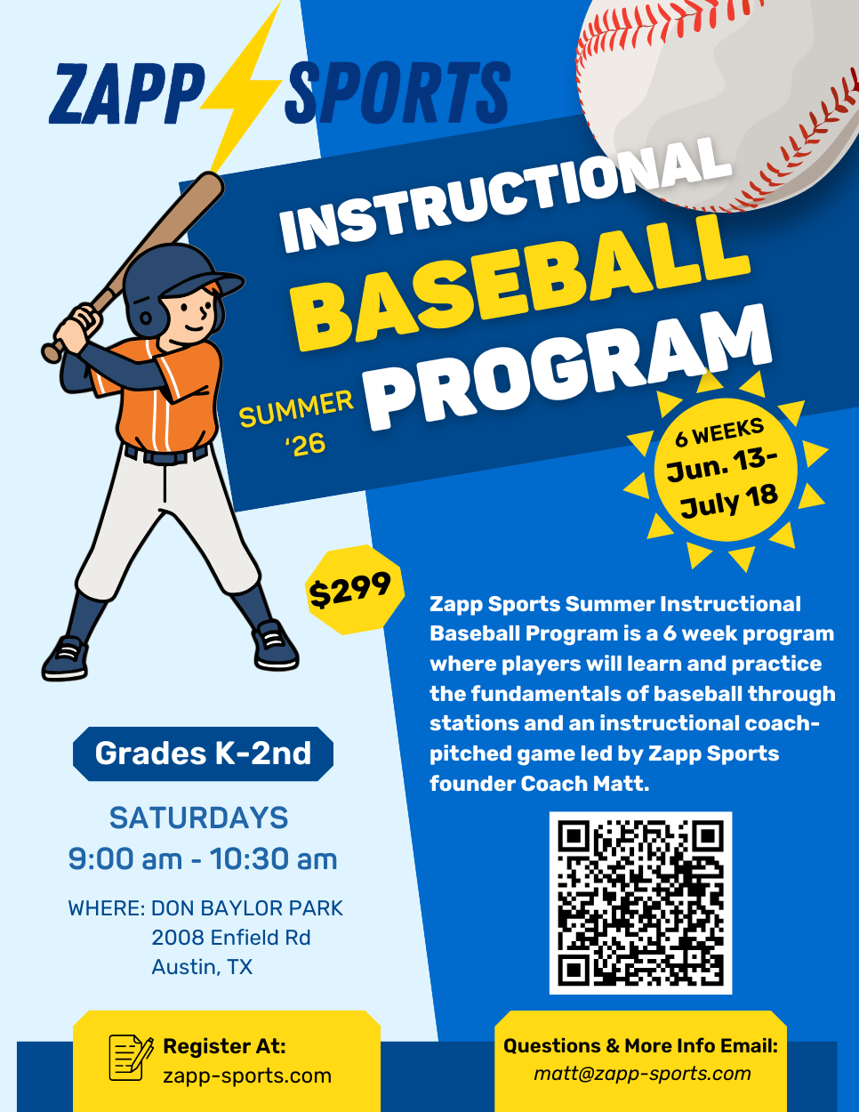Saturday Instructional Baseball Program - Summer '26