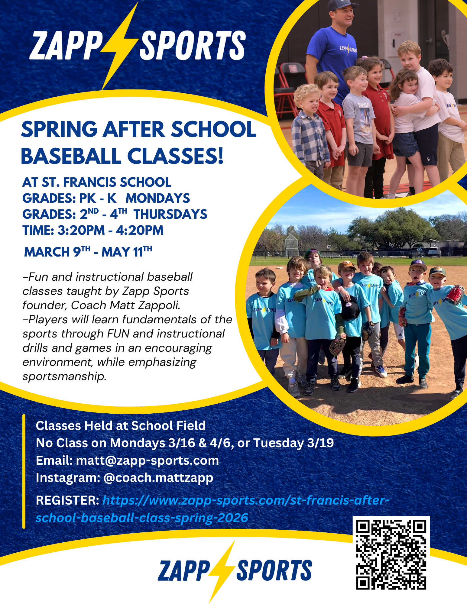 Spring After School Baseball Class at St. Francis School