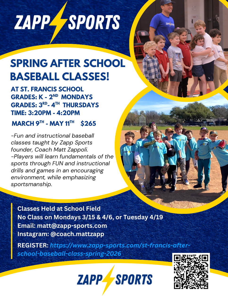 Spring After School Baseball Class at St. Francis School