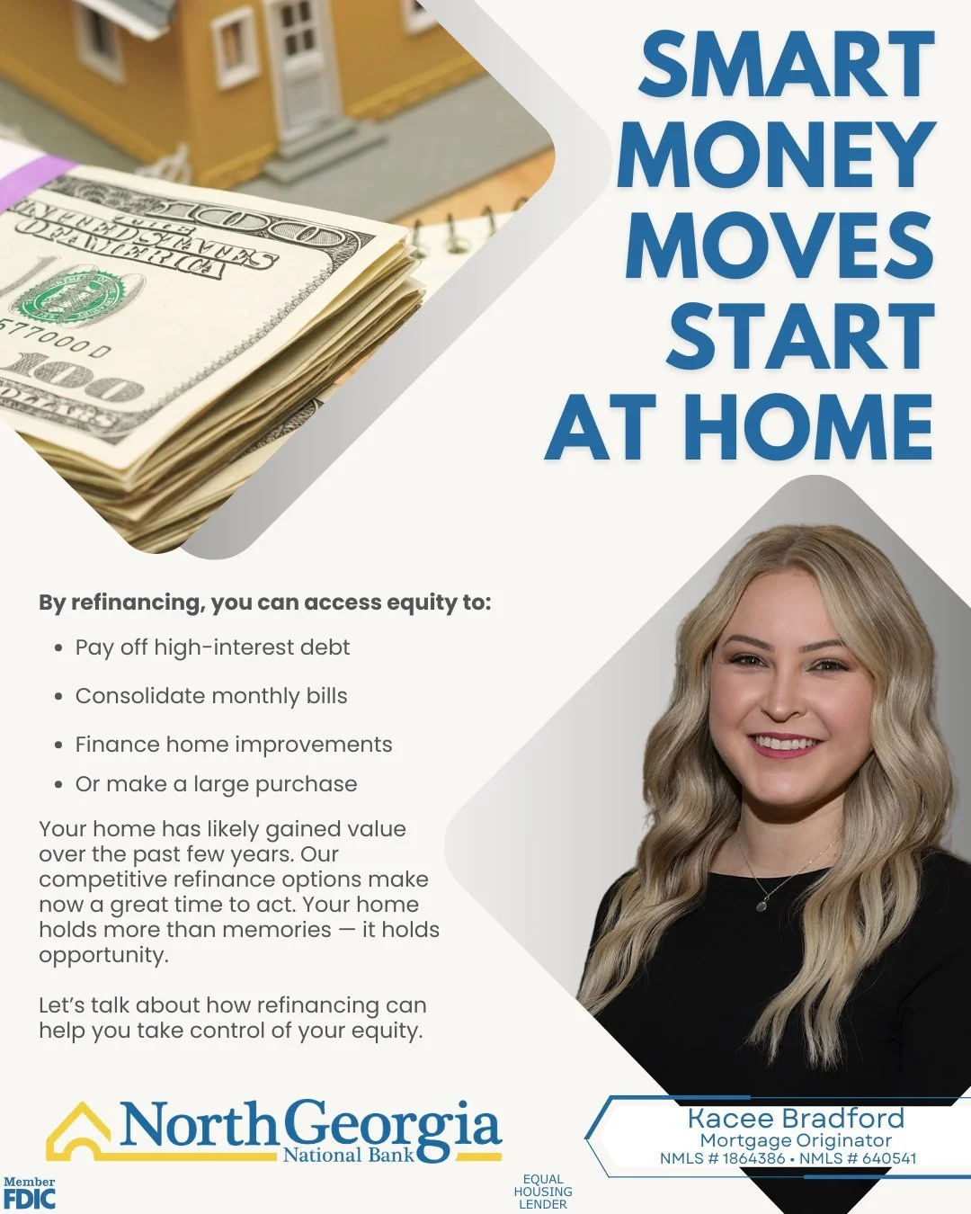 🏠Why not let the equity in your home work for you? 

With a refinance, you can access that value and use it to pay off high-interest debt, consolidate multiple bills into one manageable payment, or even fund your next big life goal. We have competit