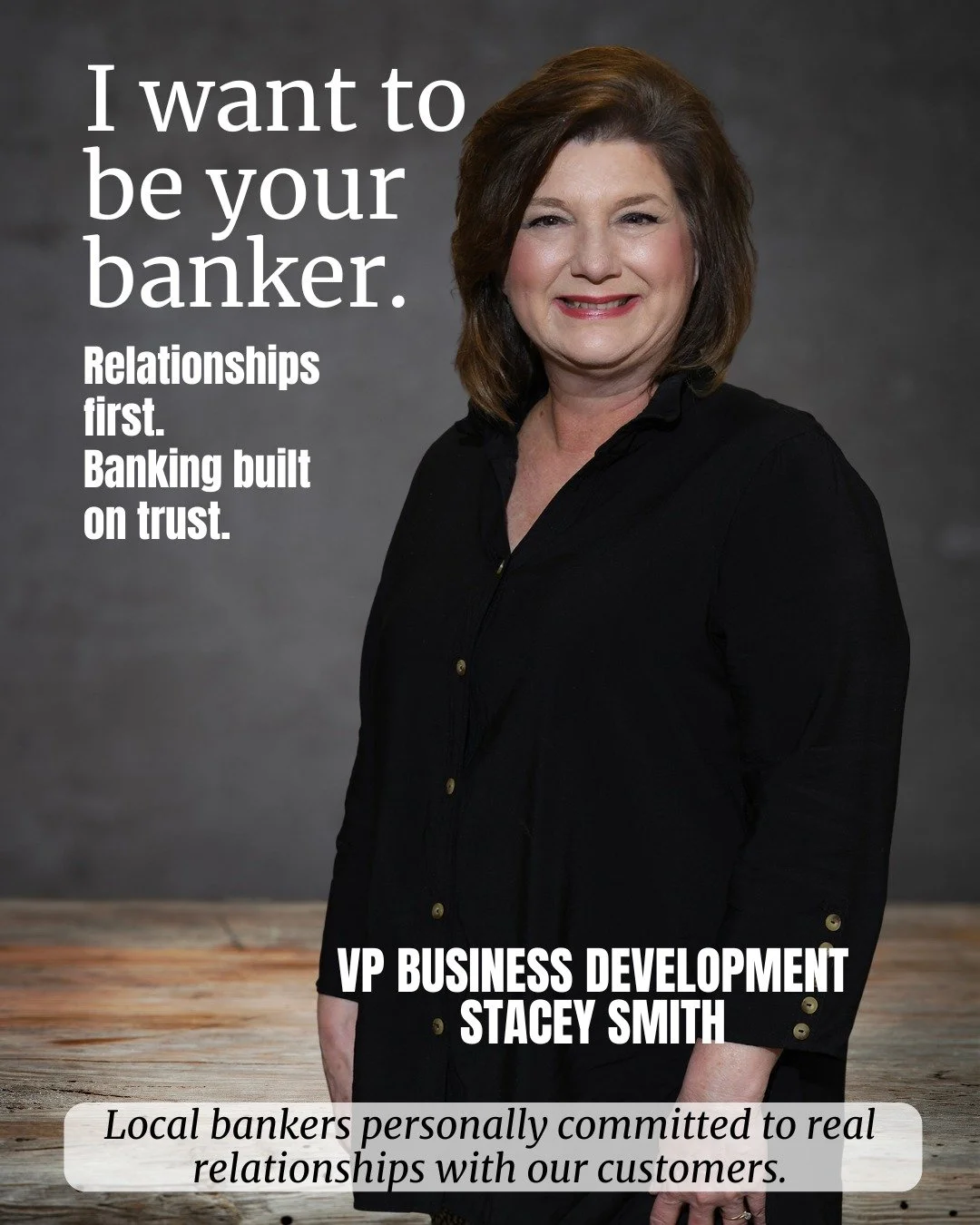 Connecting people with the right financial solutions.

For Stacey Smith, banking begins with relationships. She takes pride in understanding what her customers need and helping them find the financial tools that fit best. Friendly, approachable, and 
