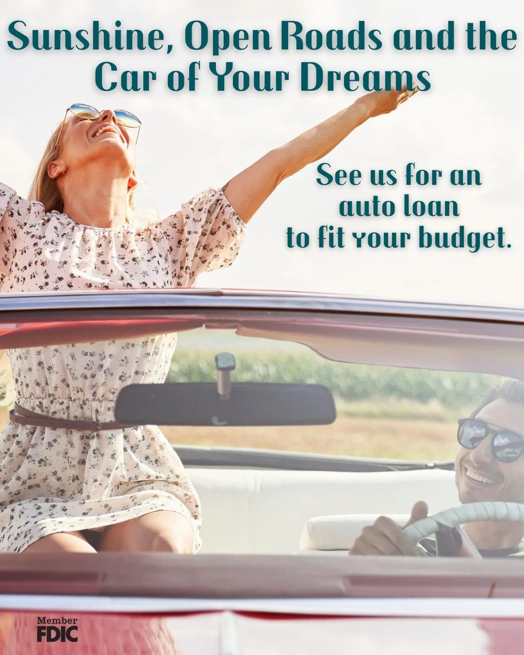 Ready for a new ride? 🚗☀️

We offer auto loans designed to fit your needs &mdash; and your budget. Whether you're shopping for a brand-new vehicle or a dependable used car, our local lenders are here to help.

Stop by and talk with our team today ab