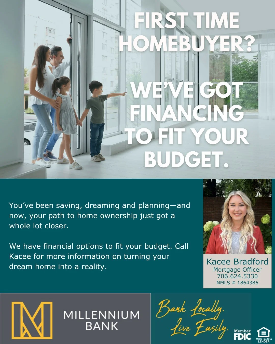 🔑 Ready to Unlock the Door to Your First Home?

The journey to homeownership begins with a conversation. Whether you're just starting to browse or you're ready to make an offer, Millennium Bank can help you navigate the mortgage process every step o
