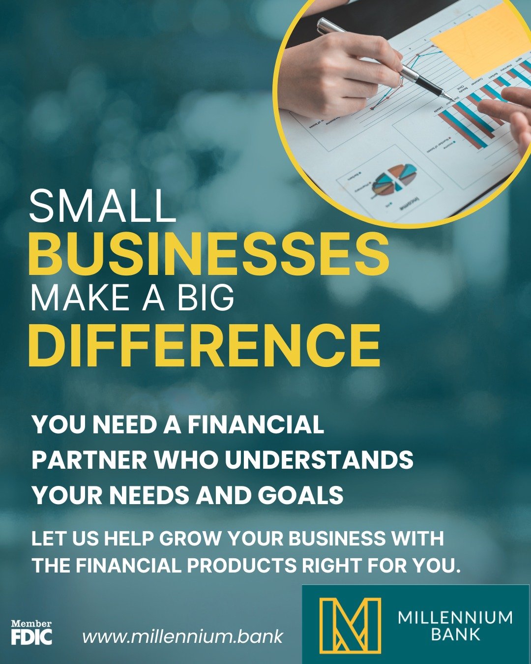 Your business is unique. Your banking solutions should be, too.

Whether you're just getting started, growing your operations, or looking for ways to manage cash flow more efficiently, Millennium Bank offers business products and services designed to