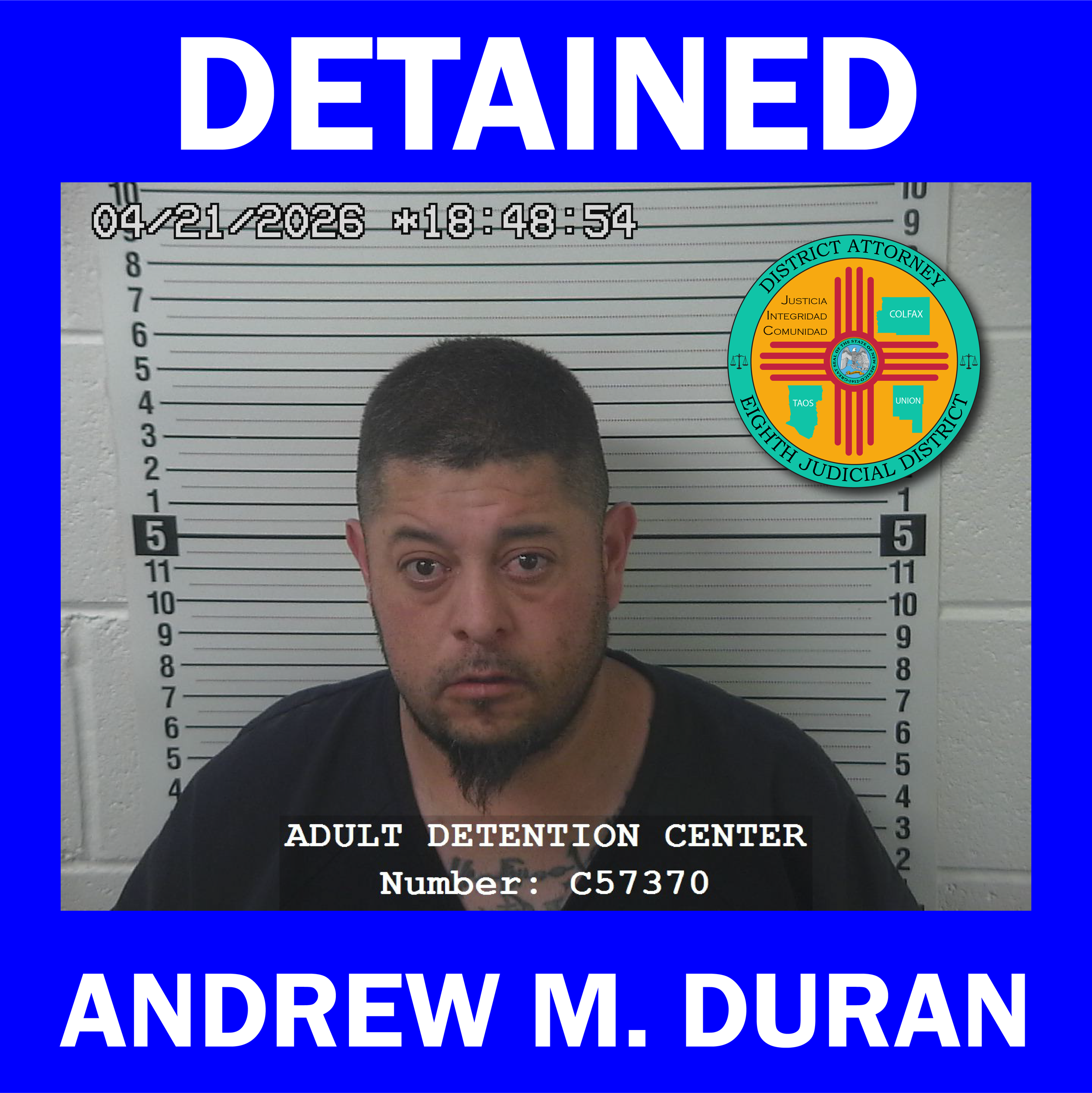 District Judge grants Pretrial Detention Motion filed by District Attorney for Man involved in Police Pursuit and Collision on Quesnel Street in Taos