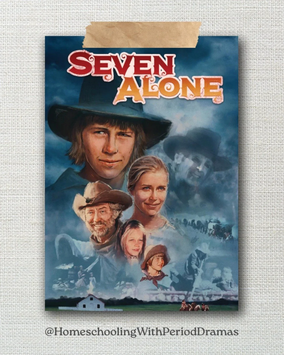 🎬 Seven Alone (1974) | G (there are some scary scenes, I would personally rate it PG)
After the death of their parents, the Sager children continue their perilous journey west under the leadership of their oldest brother, John. His transformation fr