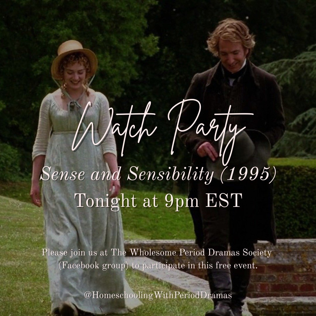 🍿 Watch party tonight at 9pm at The Wholesome Period Dramas Society! Comment WHOLESOMEGROUP and I'll send you the link to my Facebook group.

Here's what we're watching:

🎬 Sense and Sensibility (1995) PG
Based on Jane Austen&rsquo;s novel, this pe