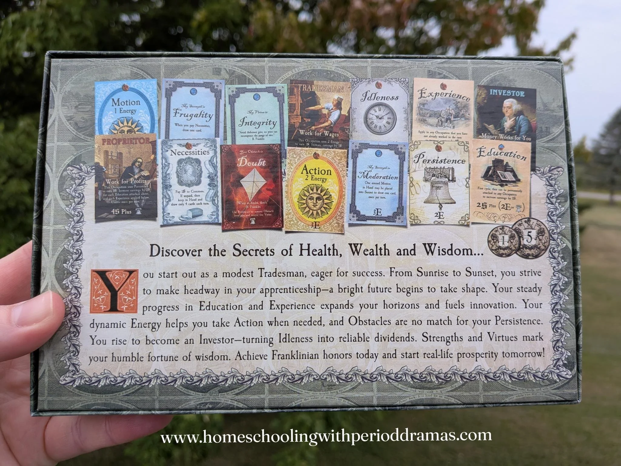 Franklin's Fortune Game - Back of the Box