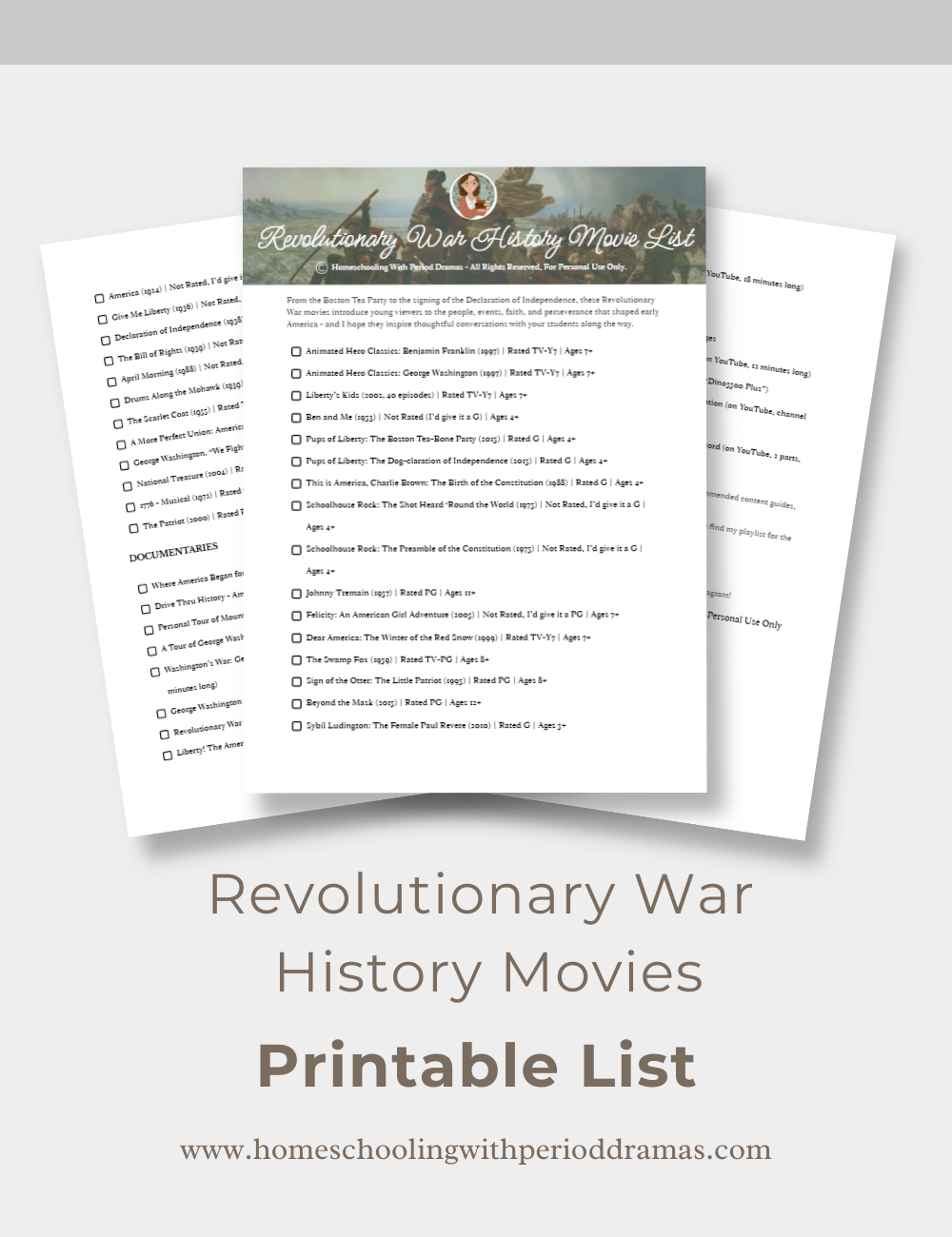 Revolutionary War History Movies | Printable List
