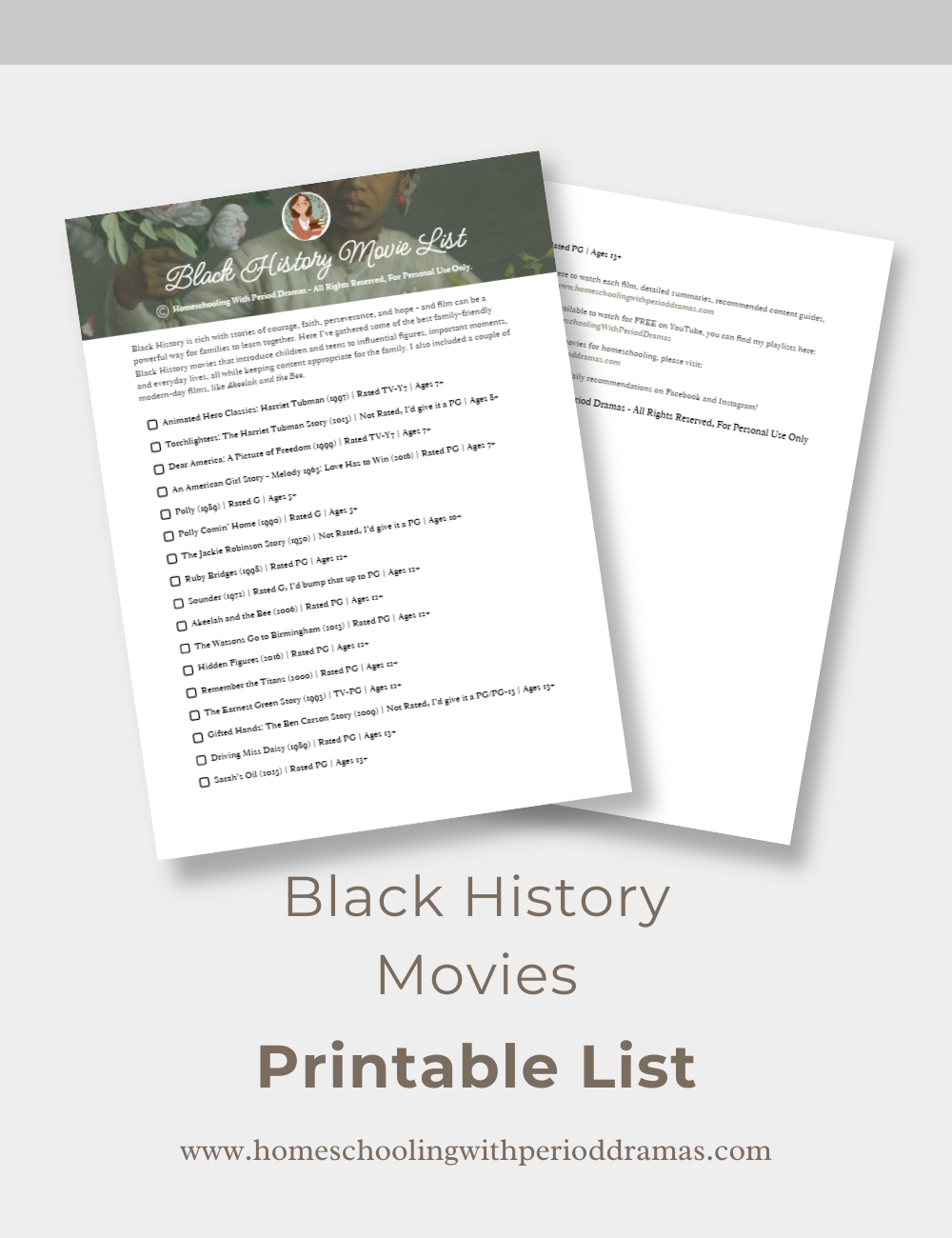 Black History Movies for Families | Printable List