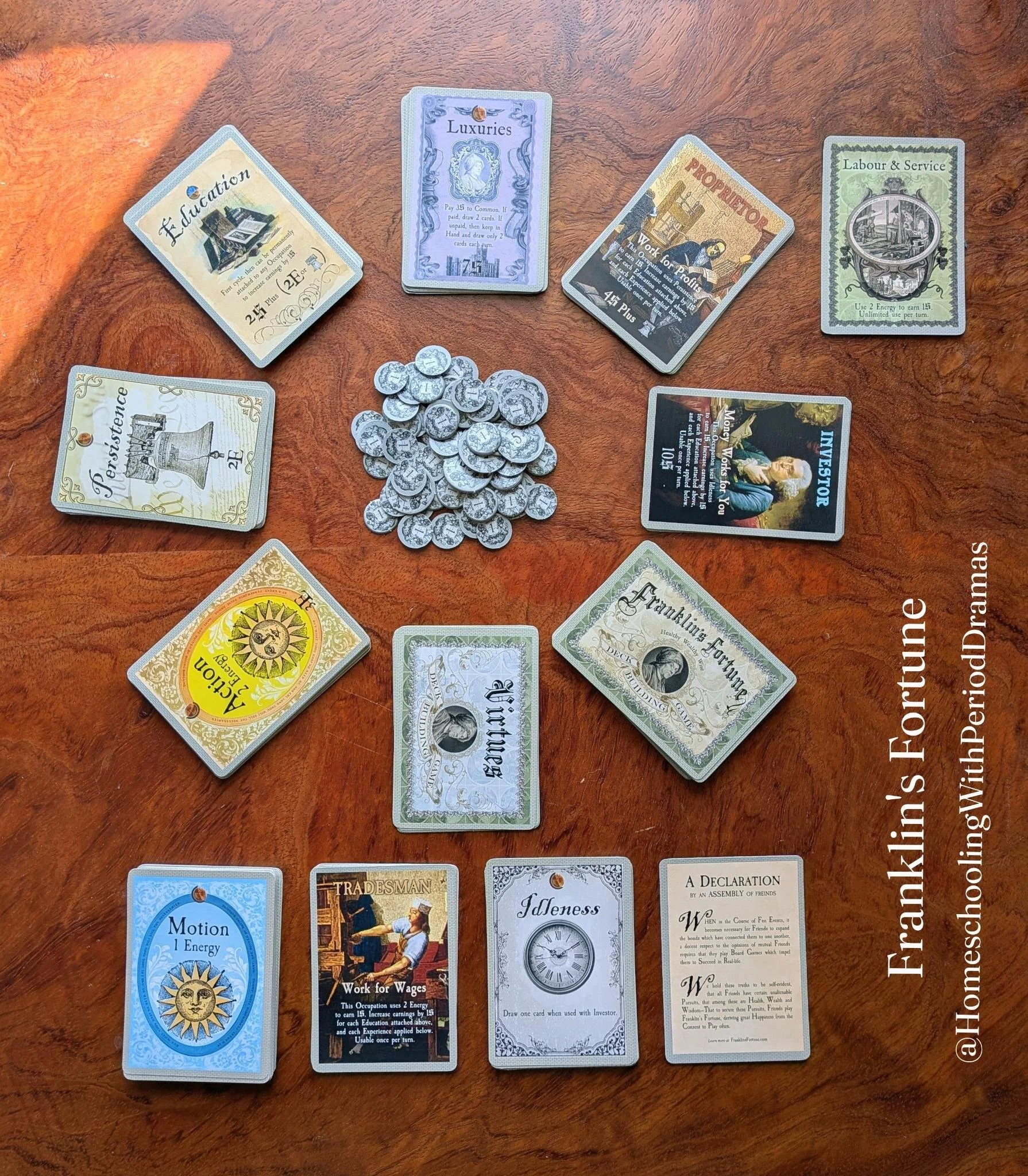 Franklin's Fortune, Cards laid out on the table