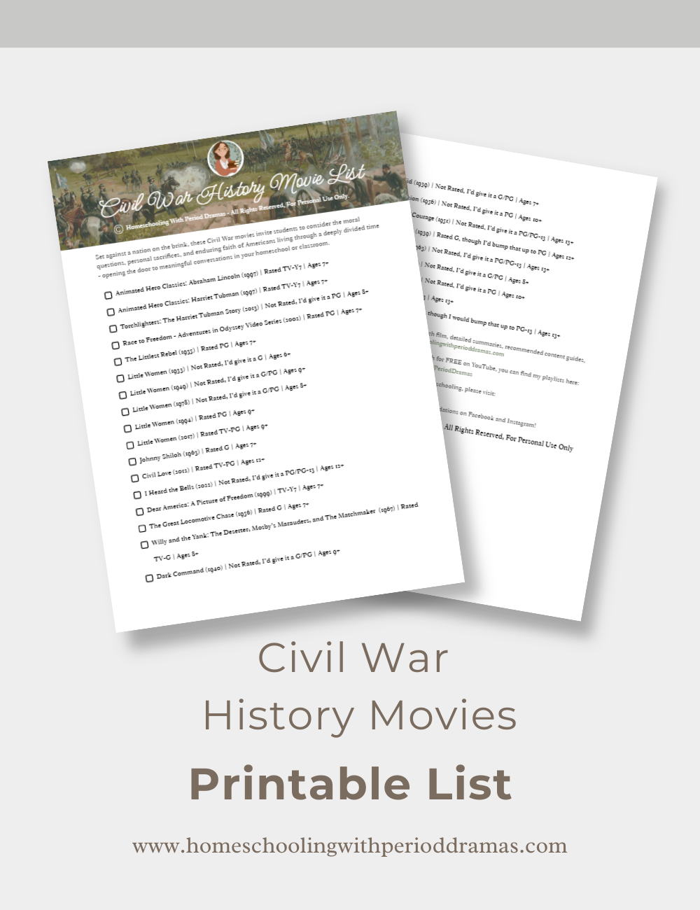 Civil War History Movies | Printable List