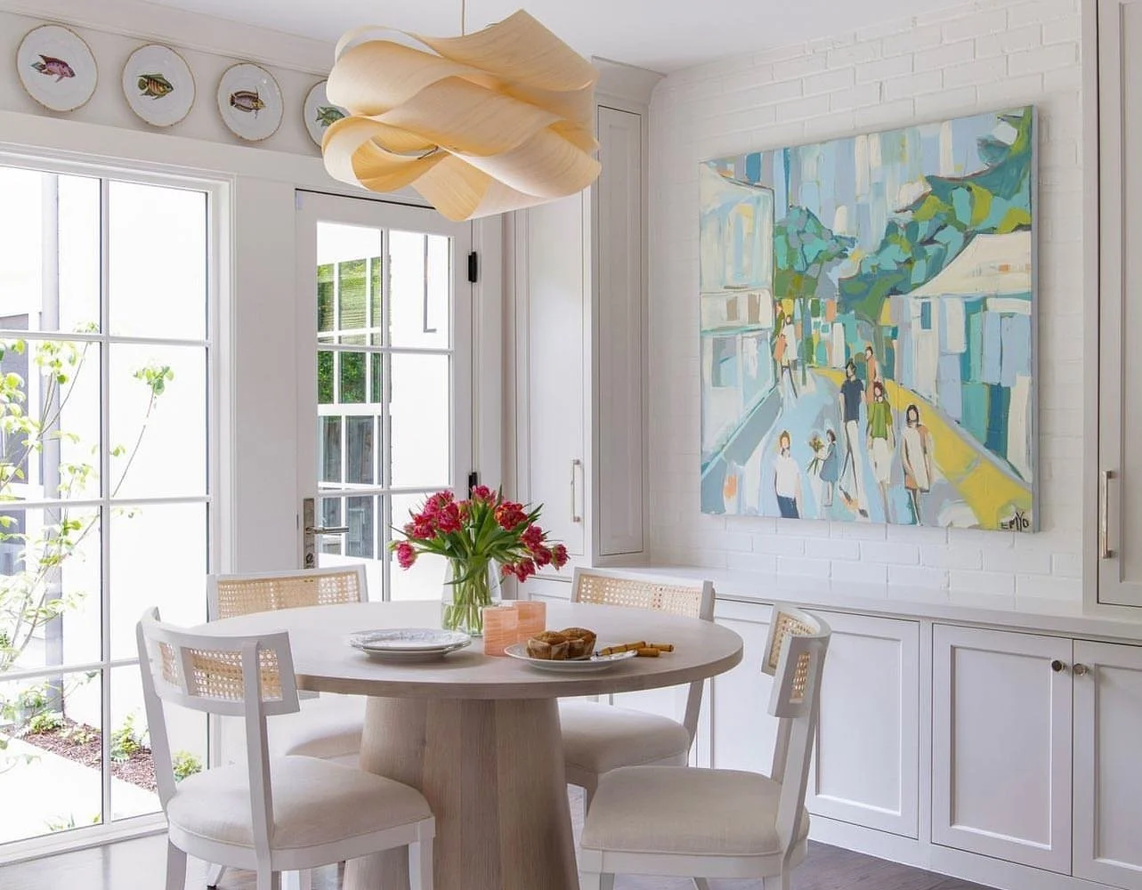 Throwing it back a couple years to a breakfast table we made for @barringerinteriors @barringercustomhomes. Solid white oak, whitewashed finish with a cool tapered base. This was the first tapered base we made, and I couldn&rsquo;t be more proud of h