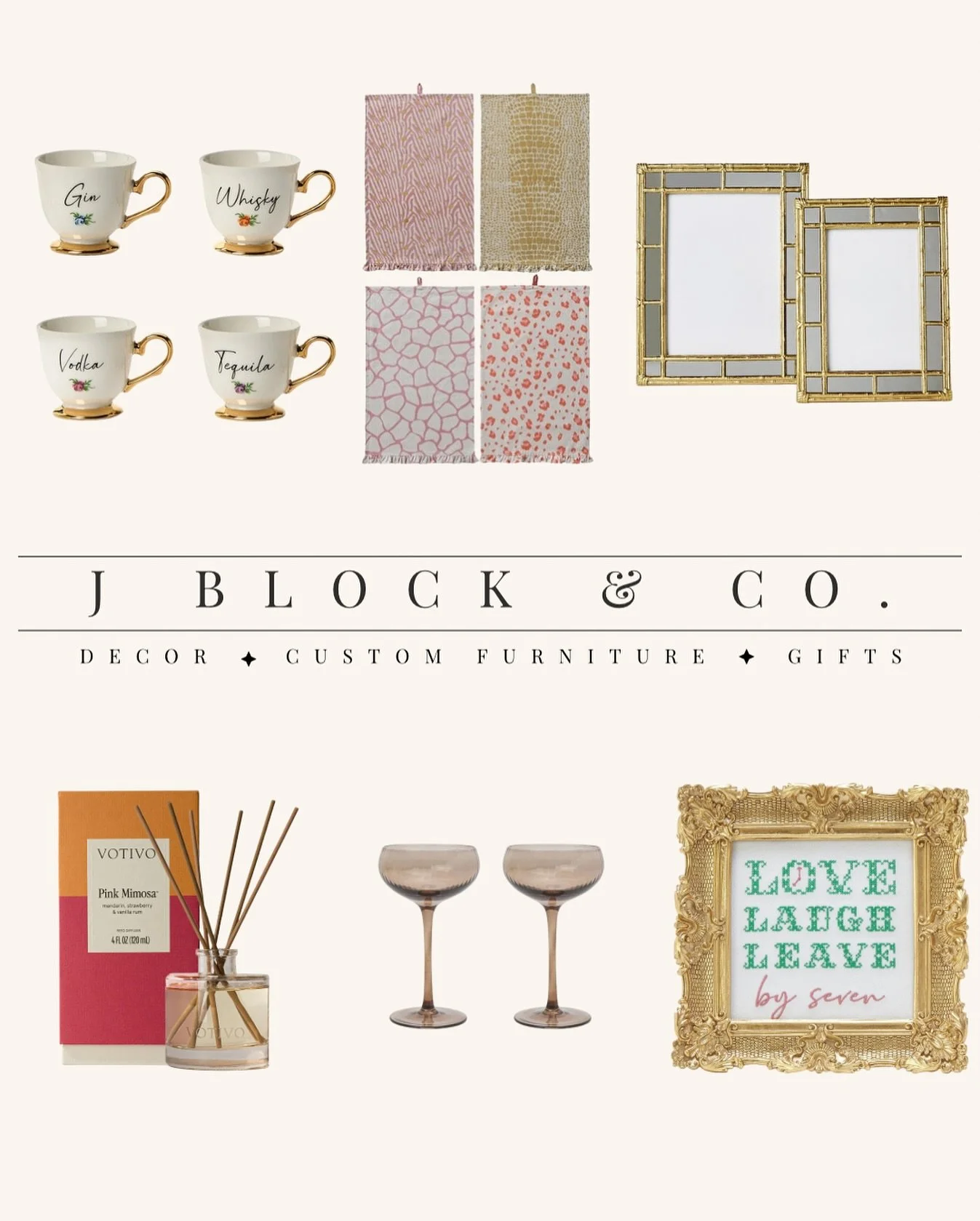 Thoughtful. Beautiful. Unforgettable. At J Block &amp; Co, we&rsquo;ve curated unique gifts that turn any occasion into something truly special. From elegant accents to little luxuries, you&rsquo;ll find the perfect piece to surprise and delight.

#J