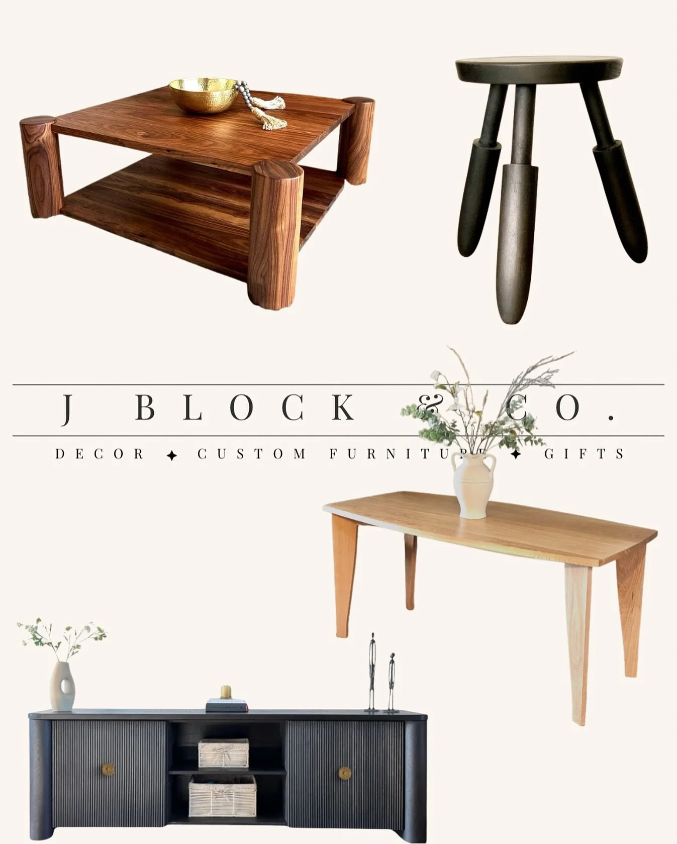 Where design meets craftsmanship. ✨ At J Block &amp; Co, we&rsquo;re proud to showcase custom furniture handcrafted by J Block Designs&mdash;pieces built to bring beauty, function, and timeless style into your home. 🪵🖤 Each design is one-of-a-kind,