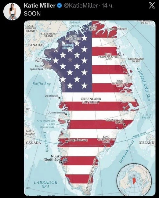 Image of Greenland with American Flag overlay