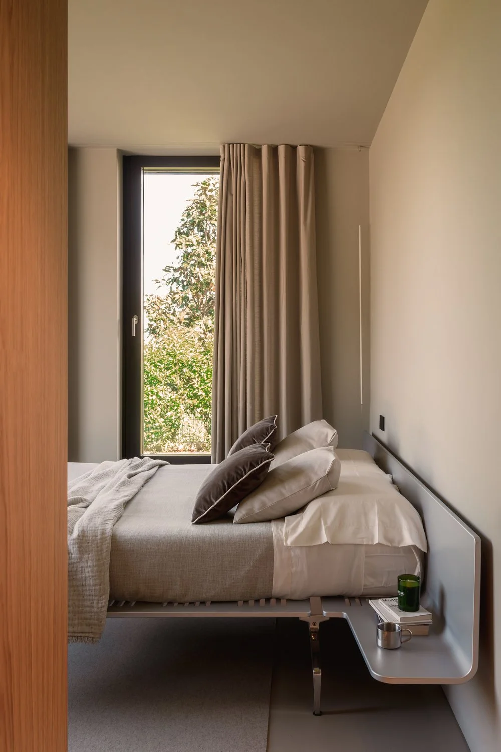 Modern bedroom with floating bed