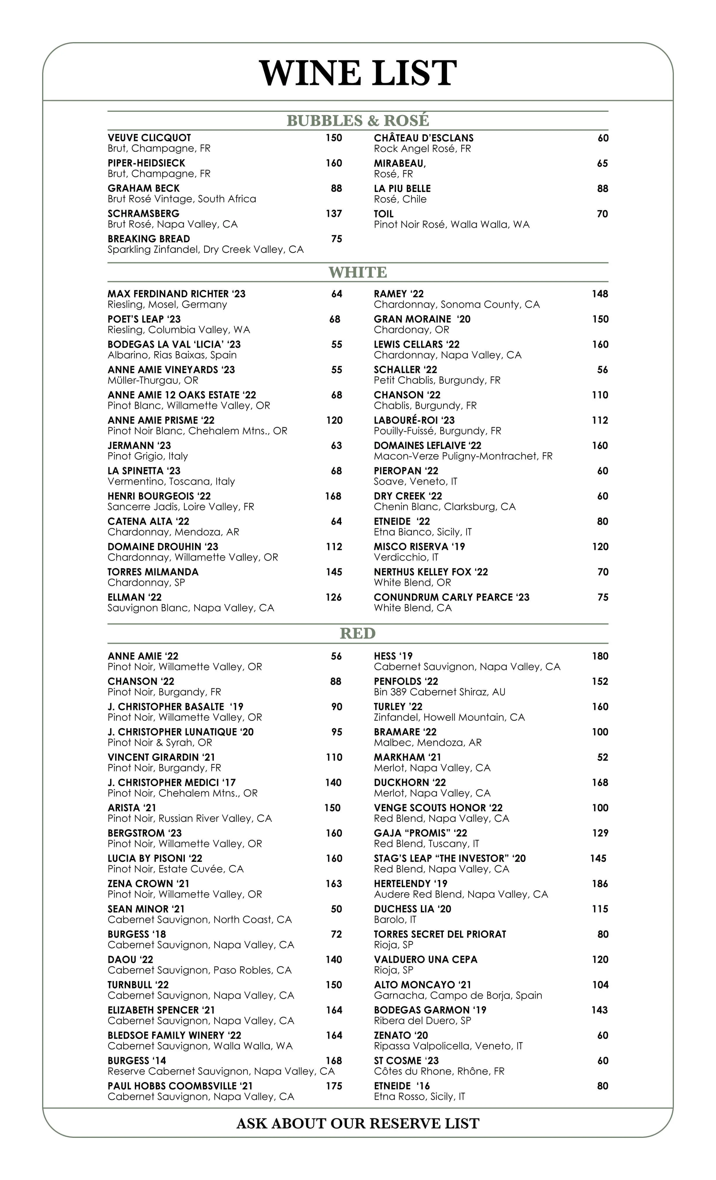 Menus Sunness Supper Club menus-sunness-supper-club