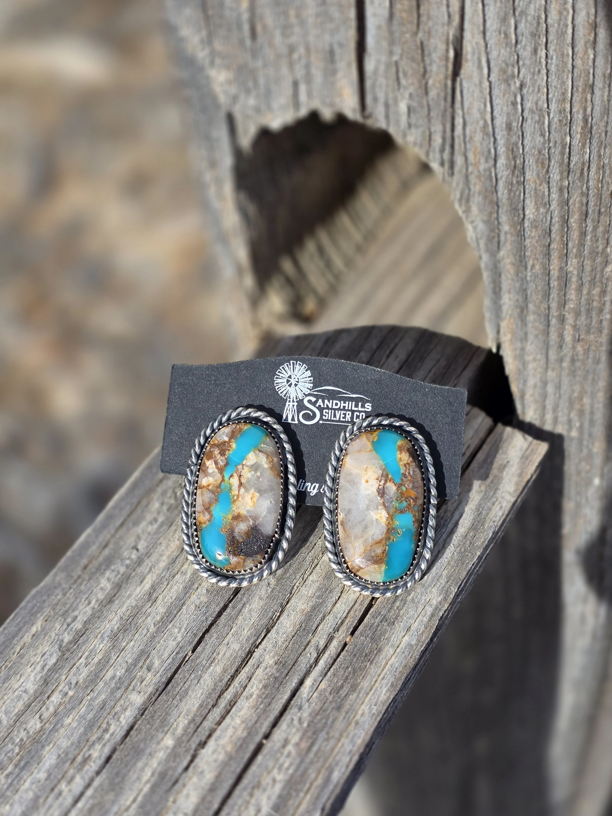 Bright blue Royston ribbon stud