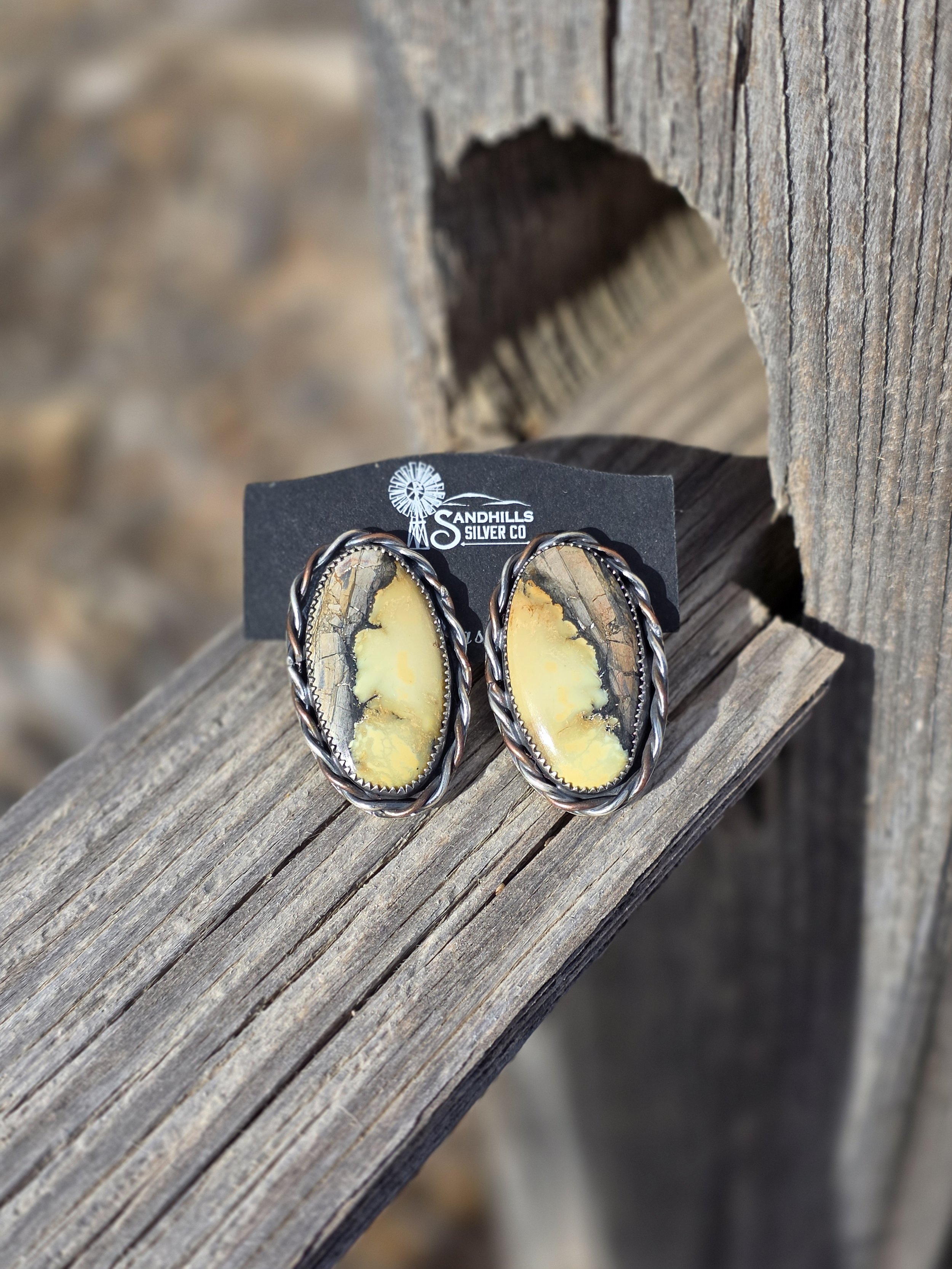 New lander turquoise studs with copper and silver accents