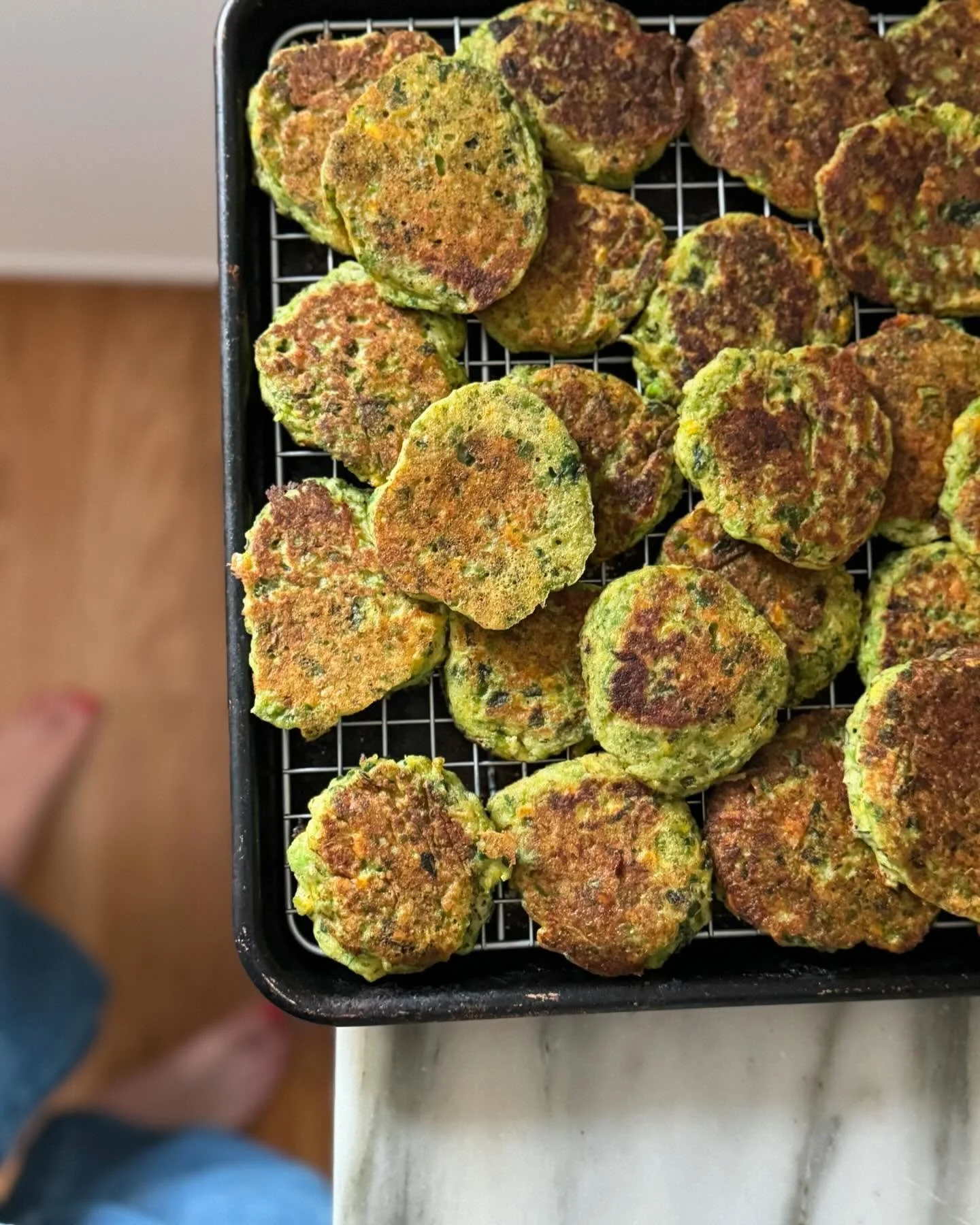 FROZEN VEGGIE PANCAKES 🫛🥞

I have to give full credit to my husband for inventing this recipe, which has gone down in history as our most made munchkin dish. Frozen vegetables pulsed in a food processor and combined with pancake mix, egg and milk. 