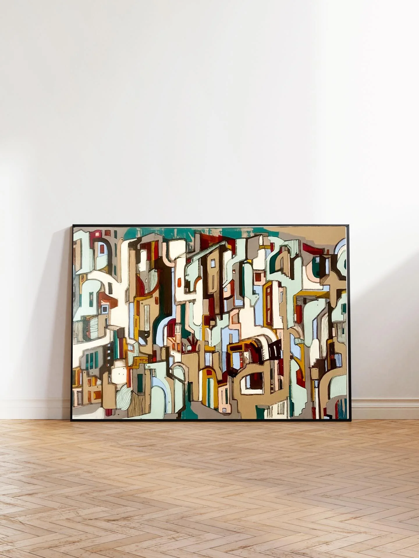 Fachada portuguesa #8, 140x100, t&eacute;cnica mista, Fev.26. 
Esta obra representa a geometria de um sentimento. No meio de camadas de cor e textura, esta pe&ccedil;a &eacute; s&iacute;mbolo de uma transmuta&ccedil;&atilde;o. Uma desconstru&ccedil;&