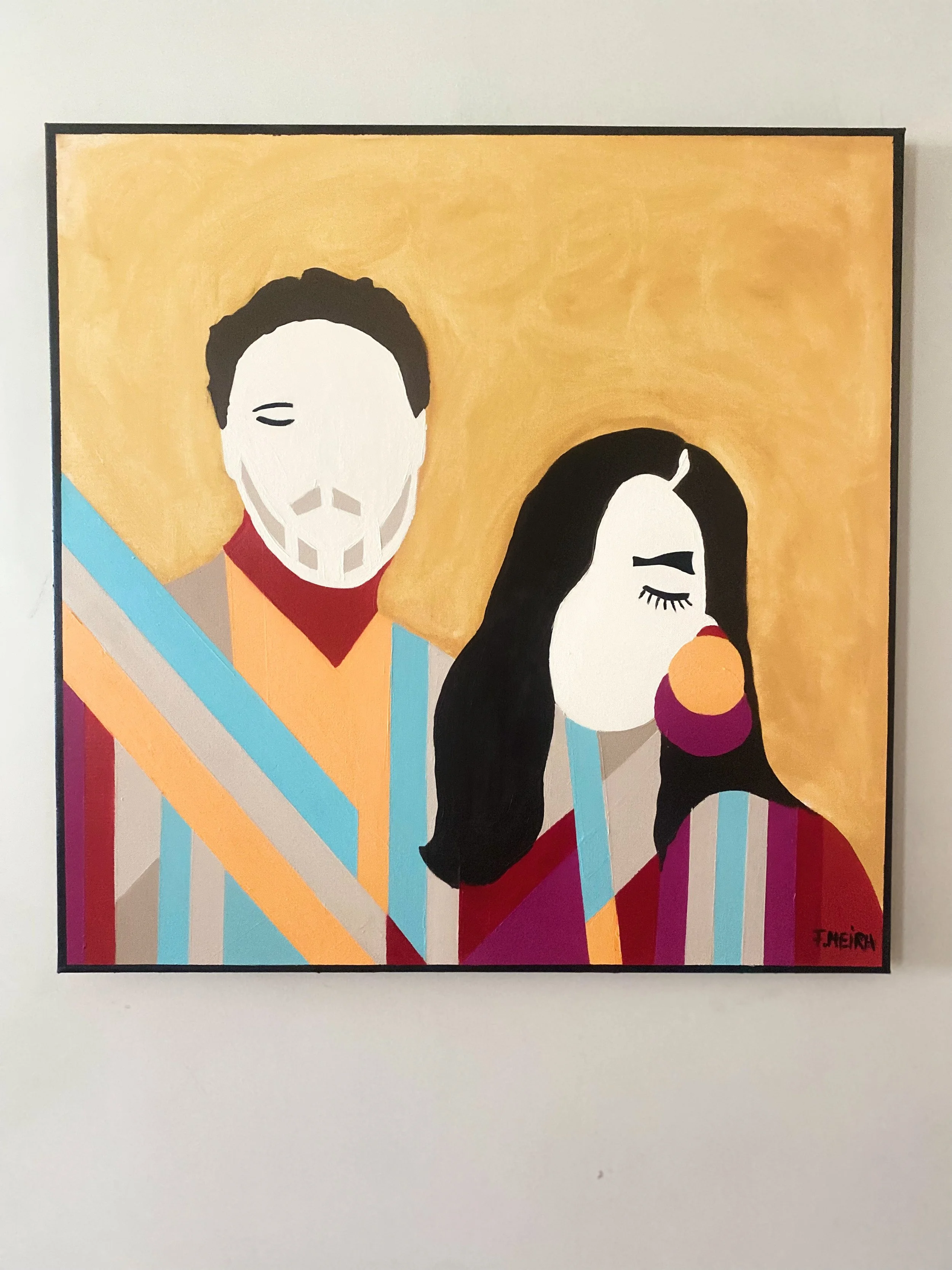 Nome: Lovers (in Red) • Dimensão:60×60×4 • Técnica: acrílico • Material: tela de algodão esticada em grade de madeira. • Nov. 2024 Obra original exclusiva.