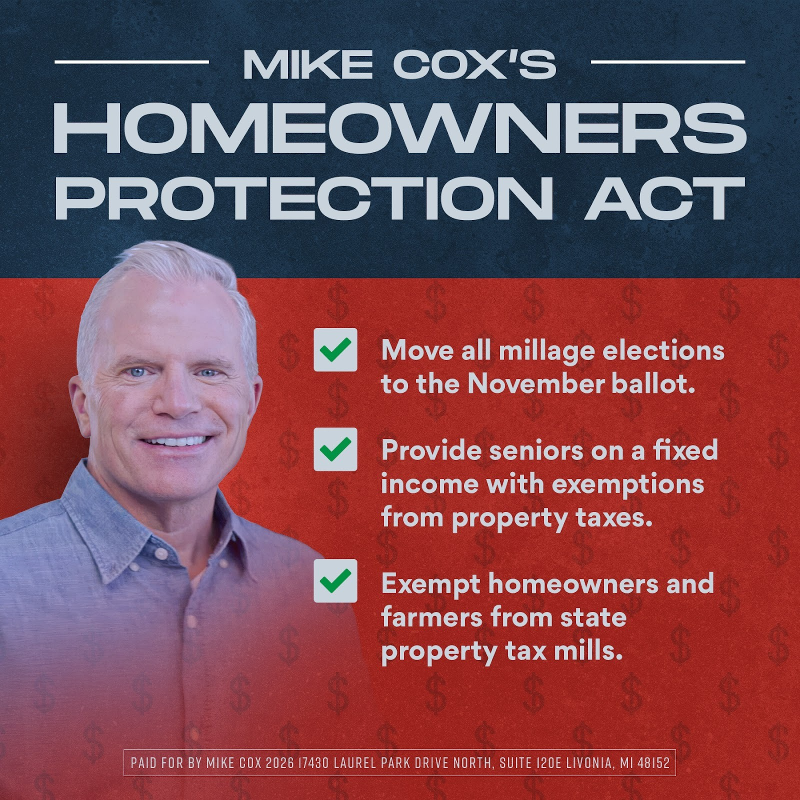 Cox Demands Senate and Whitmer Act on Property Tax Reform Passed by House