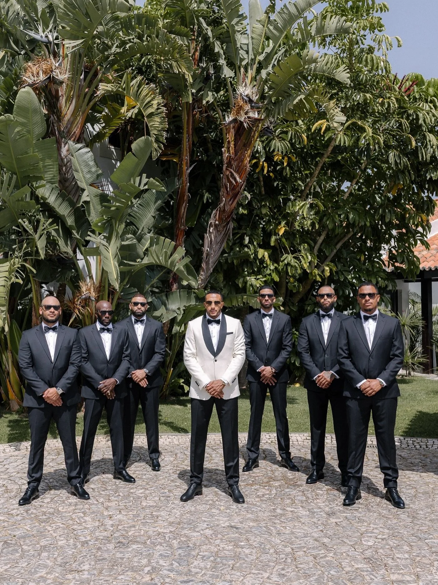 Nathaniel and his best men. 

Wedding Planners: @algarvedreamweddings
Decor/Styling: @claudia_mota_design
Venue: @arvad_wine
Photography &amp; video: @itsallabout.pt
Dresses: Martina Liana @essenseofaustralia
Bridal Stylist: Kate @weddingbelles_4oaks