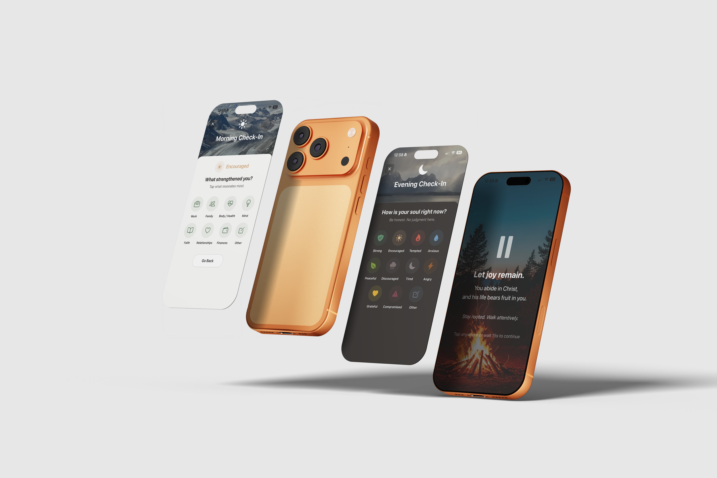 Identity section of the Quiet Mastery app focusing on biblical manhood and spiritual formation