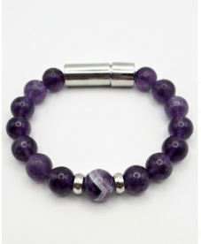 Enusia pill holder amethyst with chevron silver bracelet
