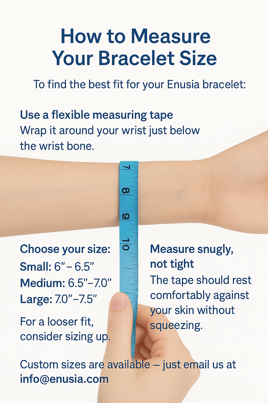 How to measure your wrist for an Enusia pill-holder bracelet sizing guide