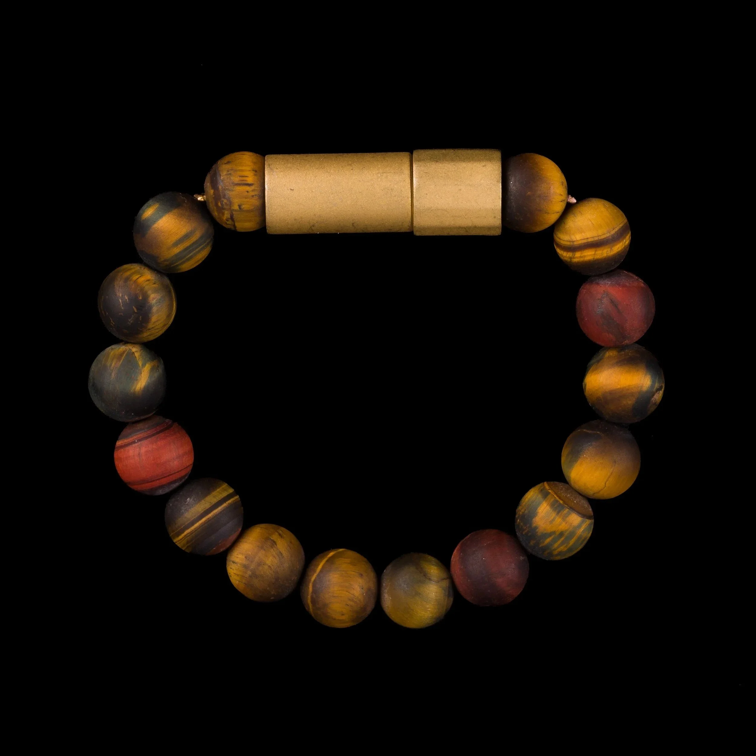 Trinity tiger's eye bracelet with gold secret compartment