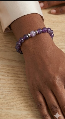 Enusia pill holder amethyst with chevron silver bracelet